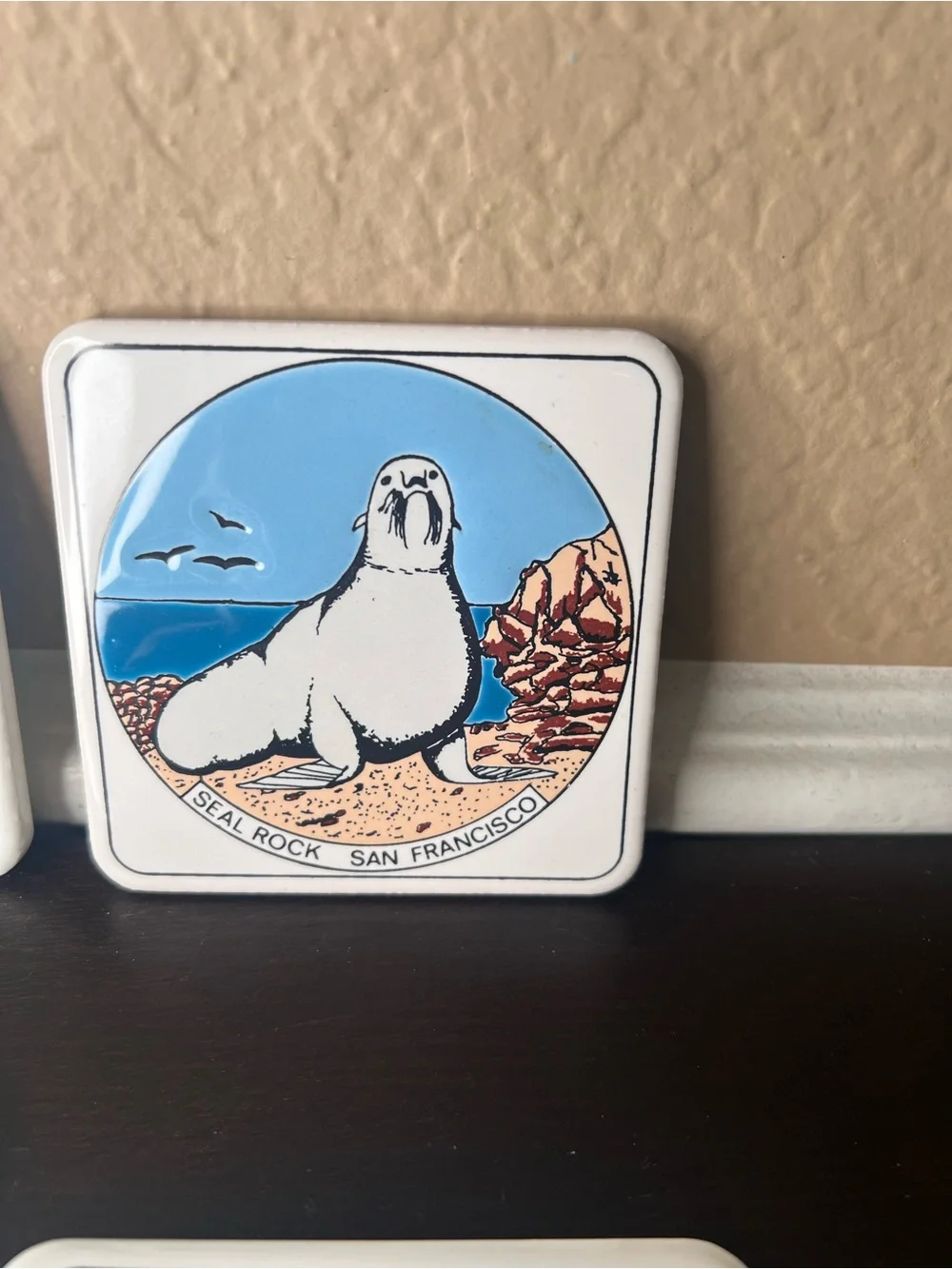 Vintage 1980s San Francisco Ceramic Coasters, Napa Valley, Alcatraz, Seal Rock